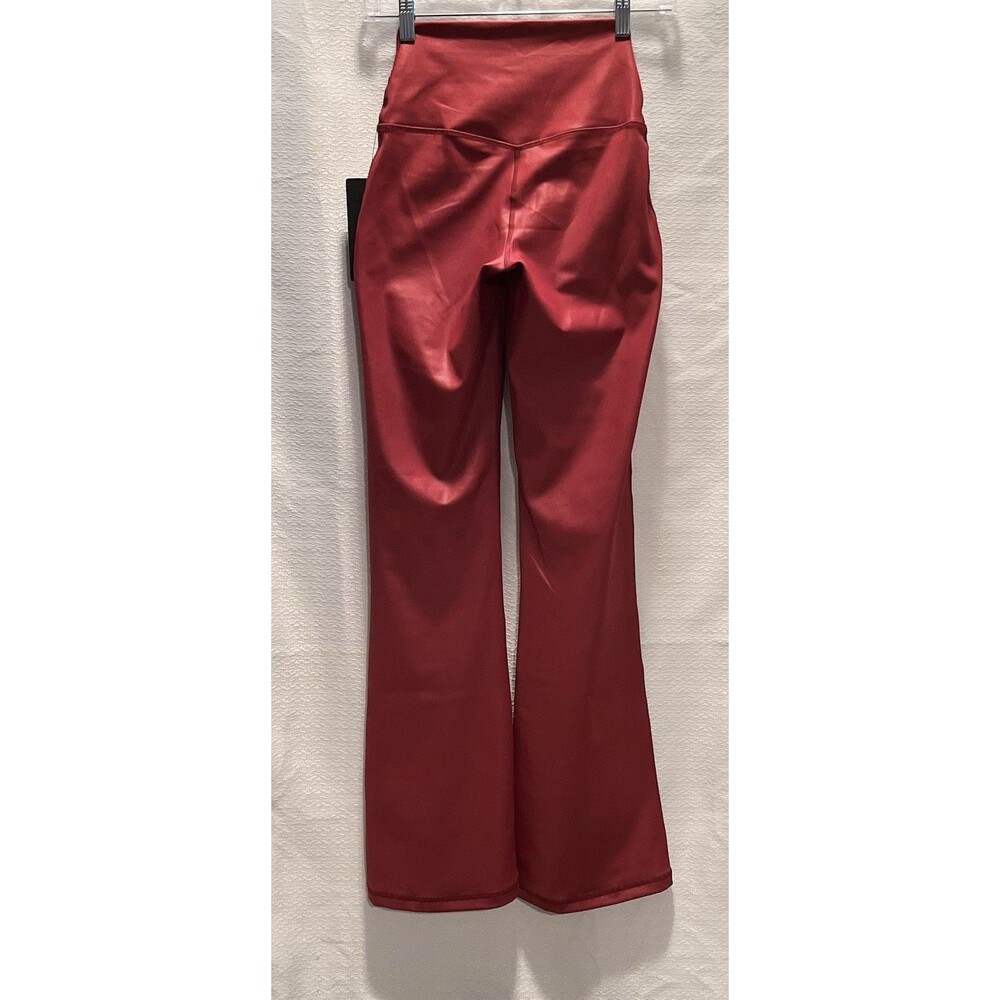 NWT 90 Degree Reflex Crossover Leather Look Leggings Flared Pants Womens XS Red - Picture 2 of 7